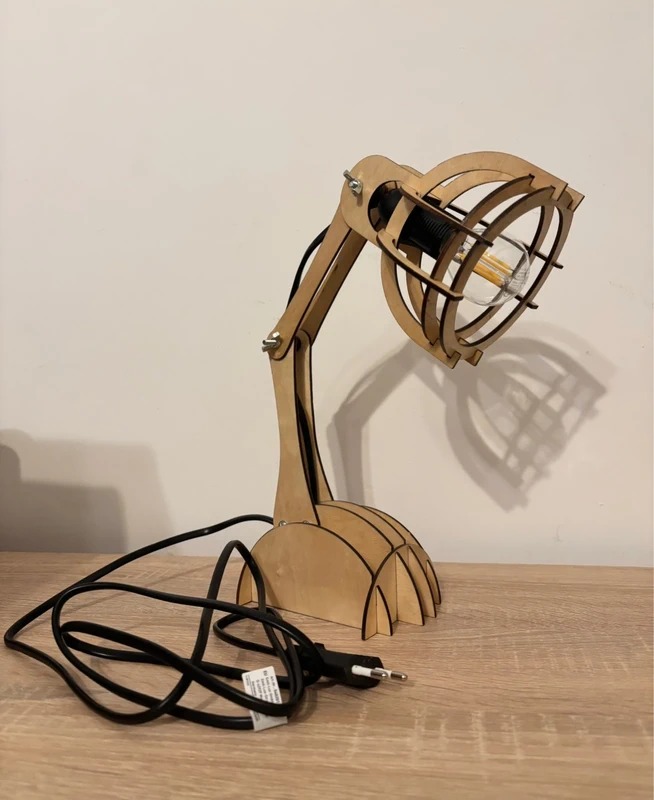 Lampka Biurkowa "Industrial Wood" - Handmade - obrazek 4