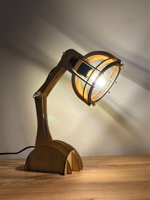 Lampka Biurkowa "Industrial Wood" - Handmade