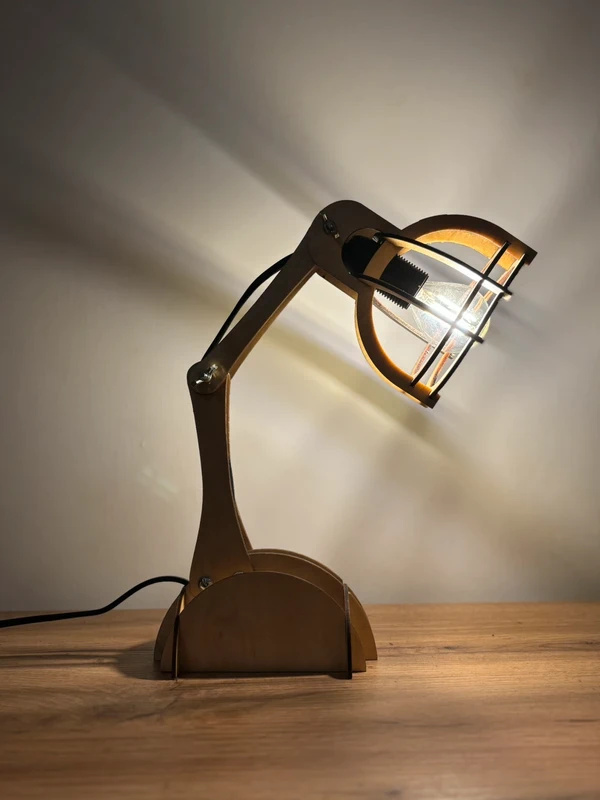 Lampka Biurkowa "Industrial Wood" - Handmade - obrazek 2